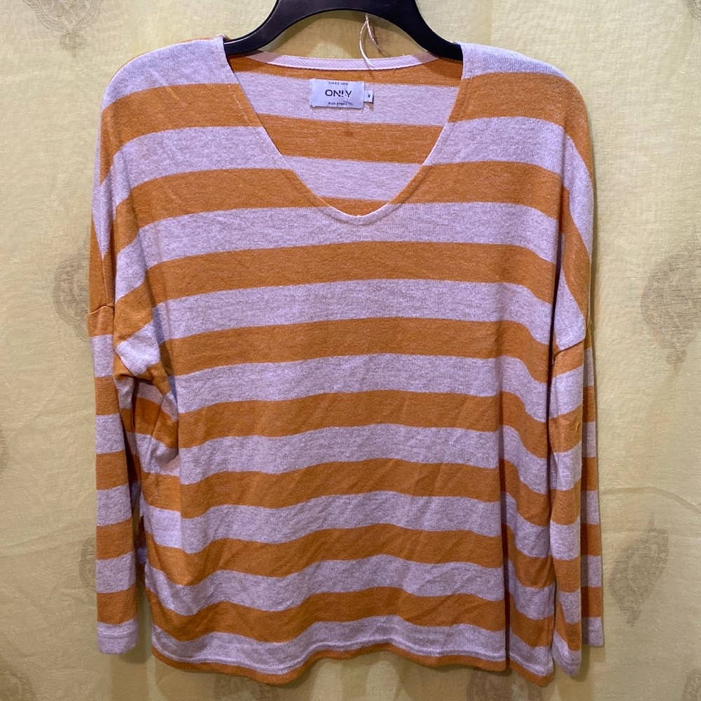 ONLY YELLOW/OATMEAL LONG SLV TUNIC SWEATER SZ M